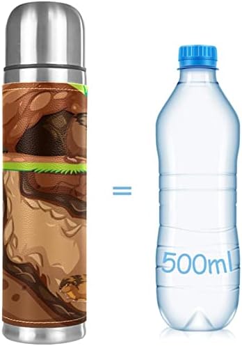 Изолиран Стомна за вода за пътуване - Вакуумно бутилка с обем 1 л с Пластмасова чаша - Бутилка за вода от неръждаема