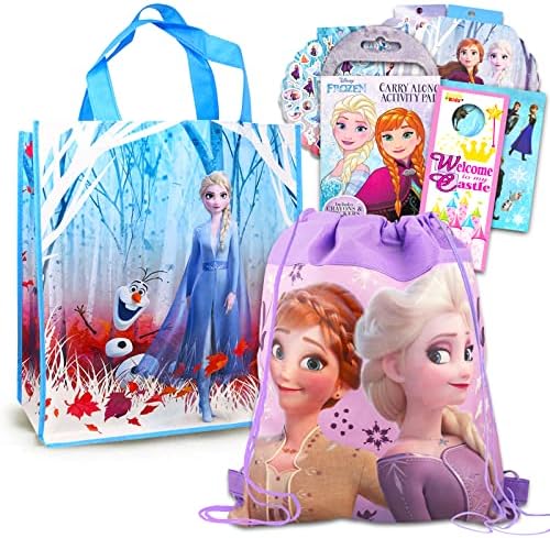 Класически комплект пътни чанти Дисни Frozen Frozen Activity Пакет - 5 бр., играчки на Дисни Frozen с чанта на съвсем малък Frozen чанта Frozen Мъкна, книжки за оцветяване, Игри, пъзели, с