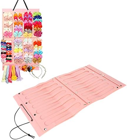 Държач за бантов за коса, розова закачалка за съхранение на заколок за коса с голям капацитет за стаята на момичетата,