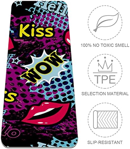 Дебела подложка за йога Siebzeh Kiss Lip Wow Премиум-клас, в екологично Чист Гумена подложка за здраве и фитнес,