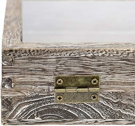 Mooca Витрина за бижута от Дърво със Стъклен Плот, Кутия За Съхранение на Аксесоари с Метална Закопчалка, Дървен