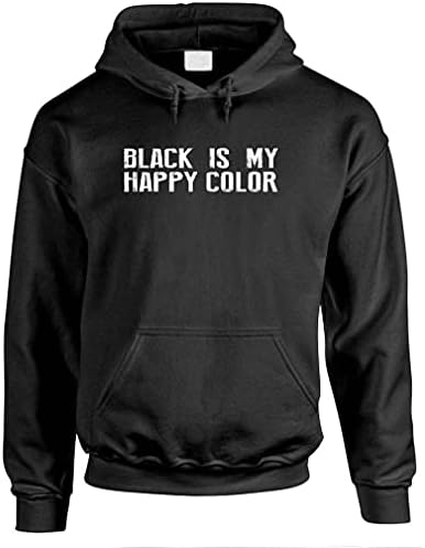 Черно - Моят щастлив цвят - Емо Готика ска Fun - Мъжки Пуловер с качулка