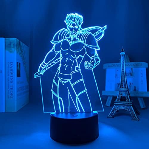 TFJS Голям Размер Аниме 3D Лампа Fate Stay Night Lancer за Декор Спални Подарък за Рожден Ден Манга Fate Stay Night Lancer Led нощна светлина (Цвят: C)