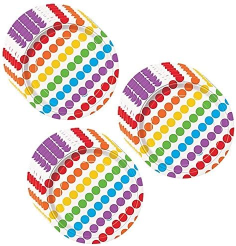 Уникални кръгли сладки хартиени чинии за парти с дъга, 7 инча, многоцветни