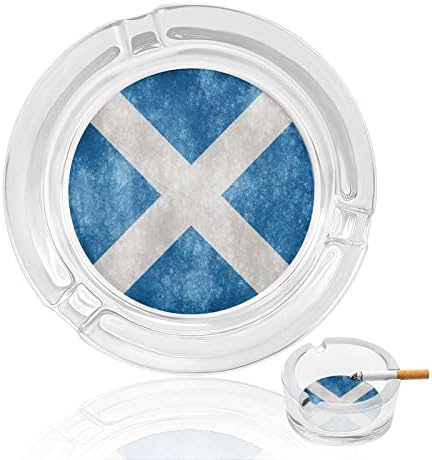 Реколта Стъклен Пепелник С Флага На Шотландия, Кръгла Пепелник За Цигари, Държач За Министерството На Вътрешните