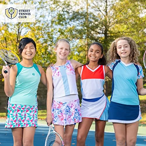 Тенис рокля STC за момичета и Дрехи за голф, Детски Спортни Поли без ръкави, с къси панталони и Вградени джобове