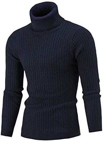 XZHDD Мъжки Пуловер-Пуловер с висока Воротом от Дебела Тел, Зимни Всекидневни Топла Жилетка с Дълъг ръкав и
