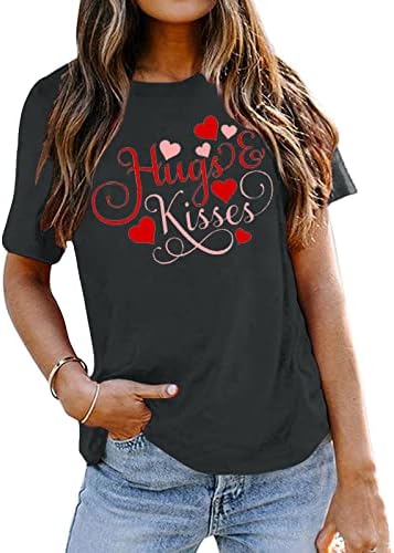 Дамска Тениска на Свети Валентин, Леопардовые Тениски с Надпис Love Heart, Къс Ръкав, Скъпа Ежедневни Тениска