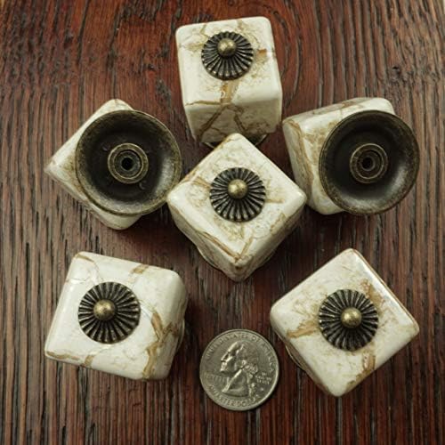 Център декор собствените си ръце: 10 старинни медни кубични керамични дръжки с кафяв мрамор акцент. Идеален