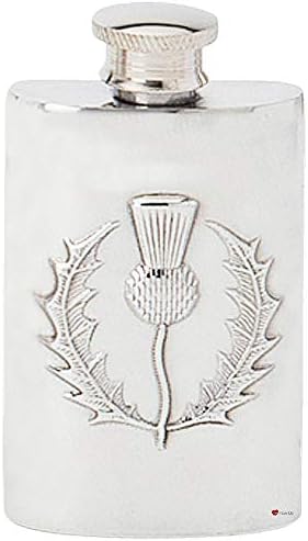 Фляжка с шотландски Чертополохом 2 грама под формата На Пъпки, Оловен, С Гравиран На гърба На облегалката
