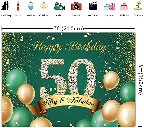 Ticuenicoa 7 × 5 метра Зелен Фон С 50-годишнината, Блестящ Армейски Зелено, Златни Точка, Петдесет и Страхотни