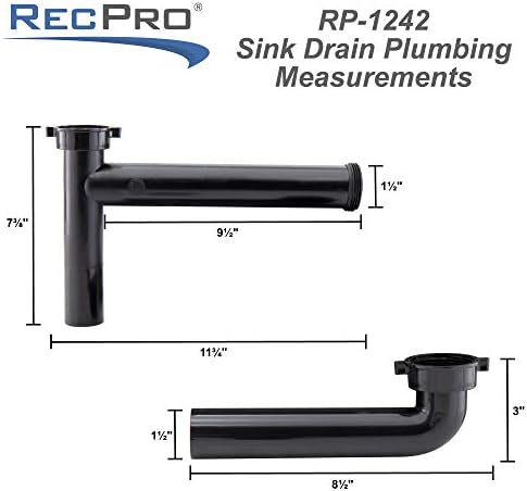 Сливное устройство за кухненски мивки RecPro RV | За мивки с двойна чаша | 1-1/2 Комплект за непрекъснато източване
