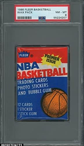 1986 Fleer Баскетболно Нераспечатанная Восъчен опаковка PSA 8 NM-MT Michael Jordan RC Новобранец Yr - Футболни