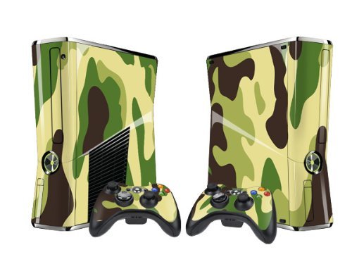 Армията зелена защитен стикер за Xbox 360 Slim (1 бр. за игралната конзола и 2 бр. за 2 контролери)