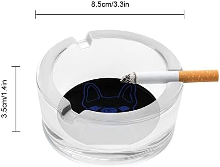 Френски Булдог Кръгли Стъклени Пепелници Титуляр за Портсигара Сладък Пепелник За Пушачи