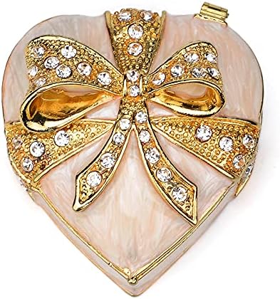 Furuida Love Heart Ковчег за бижута с Бантиком, Ръчно Рисувани, Класически Бижута, Подарък за Рожден Ден, Ден