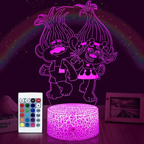 Лека нощ GIMFRY за момичета, 3D Иллюзионная Аниме-лампа, 16 Цвята, Променящите се с помощта на дистанционното
