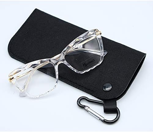 Дамски Очила Котешко око, Модни рамки за очила с кристали (Кристално чиста, 1,75)