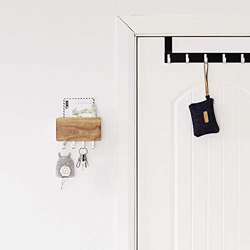 KAIYING Държач за ключове, Органайзер за поща, Писма и ключове, монтиран на стената с 4 Куки, Декоративна Дървена