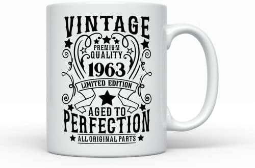 Реколта Кафеена чаша 1963 година на раждане, 1963 59 години, Подарък на 59-тия рожден ден, Подарък чаша за 59