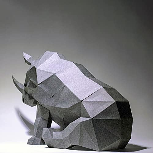 WLL-DP Седнала Носорог направи си САМ Хартиена Оригами Модел Пъзел Геометрични Хартиени Изделия 3D Хартиен Трофей