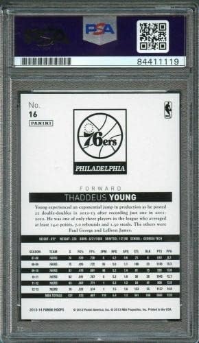 2013-14 NBA Hoops 16 Таддеус Йънг Подписа Карта AUTO 10 PSA Slabbed 76ers - Баскетболни картички с автограф