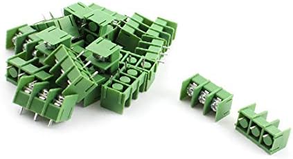 X-DREE 20 парчета Зелен DG7.62 3 Клеми за Монтиране върху печатна платка със стъпка 7,62 мм Винт Клеммные блокове