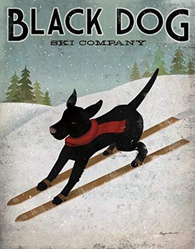 Снимка амбулантен търговец Черно Куче Ски Райън Фаулър Ски Знак Куче Лабораторни Животни Печат на Плакат 12x12
