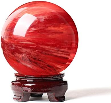 QianKao кристална топка на Червена кристална топка украшение на фън шуй топката Ornaments水晶鸿运球 红水晶球摆件 风水球摆件礼物送礼(直径约20cm)