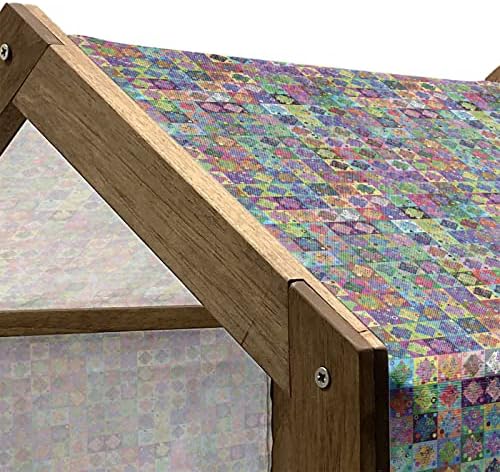 Foldout Геометричен Дървена Къщичка за домашни любимци, Ромбовидная форма с Шарени цветове на Дъгата и Цъфтящи