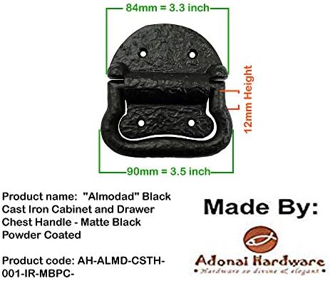Профили Adonai Almodad Черно Чугун шкаф и дръжка за чекмедже (идват от 8 единици в опаковка) - Матово Черно
