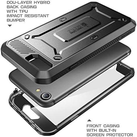 Калъф SUPCASE Unicorn Beetle серия Pro, предназначен за iPhone 7/8 / iPhone SE 2 (2020) / iPhone SE 3 (2022), издръжлива чанта-кобур с вградена защита на екрана (черен)