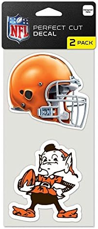 Стикер WinCraft NFL Cleveland Browns идеална кройка (комплект от 2 броя), 4 x 4