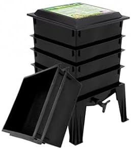 Червей Factory 360 + 2 - Черен с 2 Допълнителни-пощенска кутия, Система за Компостиране на закрито, Работеща