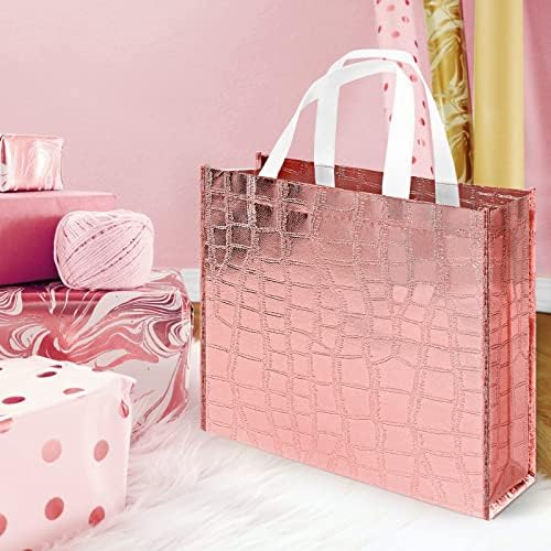 LadyRosian, 12 бр., Множество Подарък чанта от Лъскава Розово Злато, Нетканая Чанта-Тоут за продукти с дръжка,