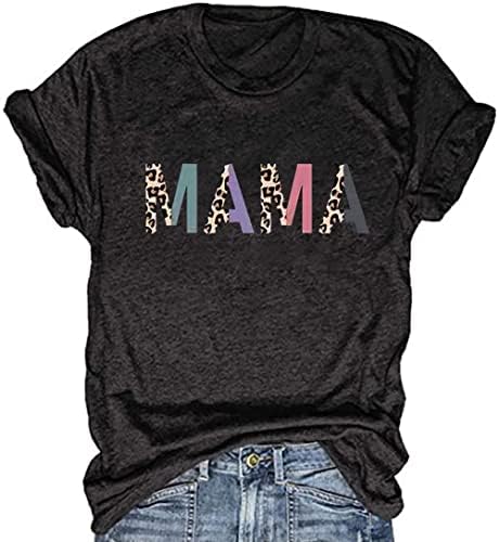 Beopjesk/ Дамски тениска Hi, Mom, Ежедневни тениски с Къс ръкав, Ден на Майката, Тениски с Писмото Принтом Мама, Графични Тениски