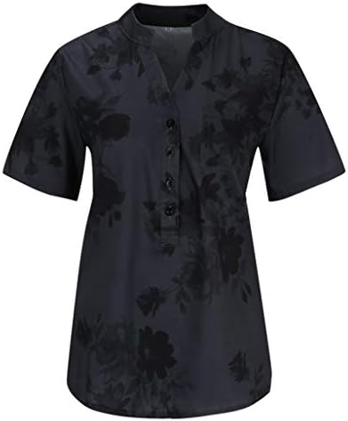 Летни Ризи за Жени с Къс Ръкав Свободно Намаляване на S-5XL с Цветен Модел, Модерни Ежедневни Блузи Копчета