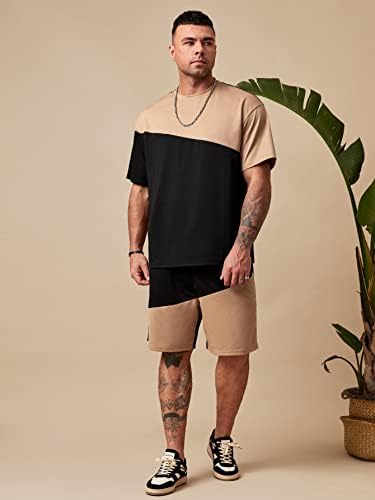 FDSUFDY Облекло от две части за мъже, Мъжки оцветен тениска и шорти (Цвят: многоцветен, Размер: 5X-Large)