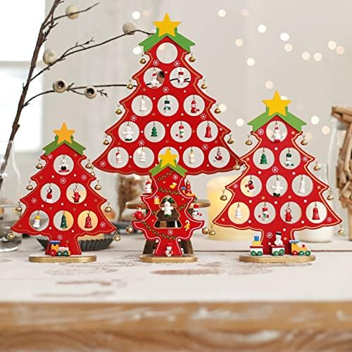 изкуствена Коледна елха guk DIY Мини Коледно Дърво Десктоп Дървена Декорация За Коледната Елха Коледни Детски