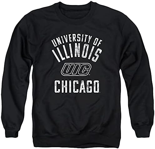Официалната един-цветен hoody с логото на UIC за възрастни Унисекс с яка-часова Иллинойсского университета в