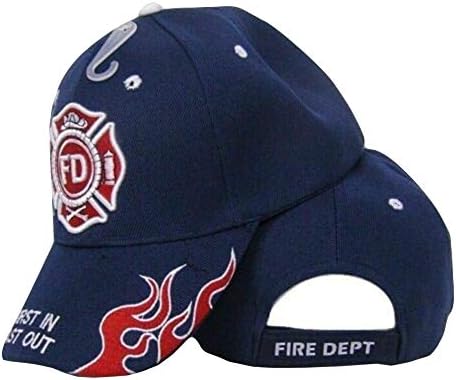 Емблемата на Отдел противопожарна защита FD First in, Last Out Пламъците На Бил Тъмно син цвят със сиви бродирани сянката емблема на РР Шапка-шапка